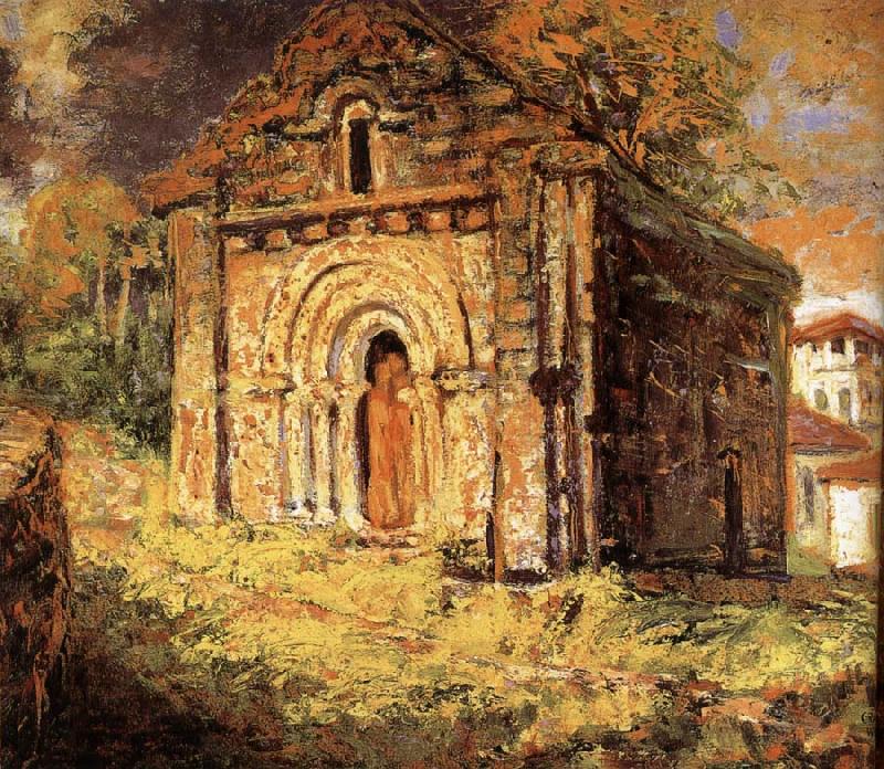 Grant Wood Chapel France oil painting art